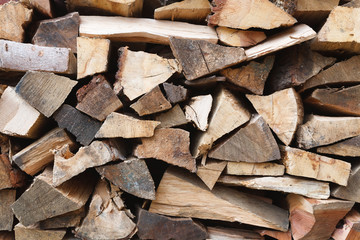 Firewood stack closeup