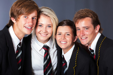 group of happy high school students closeup portrait