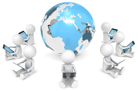 Social Network.3D little human character X9 with Tablet Computer