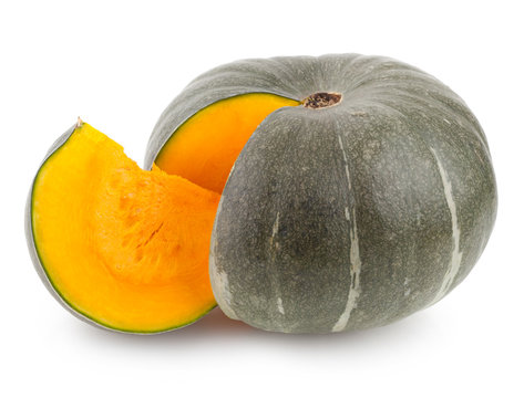 green pumpkin with orange slice