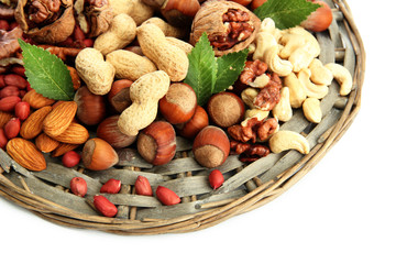 Fototapeta na wymiar assortment of tasty nuts, isolated on white