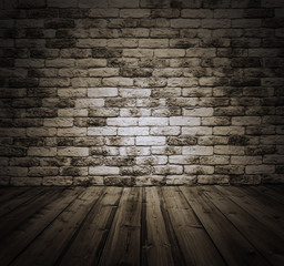 room with brick wall