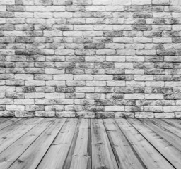 room with brick wall