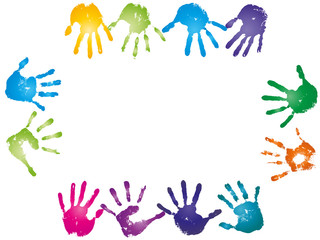 High resolution conceptual painted hand shape isolated on white