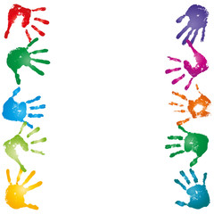 High resolution conceptual painted hand shape isolated on white