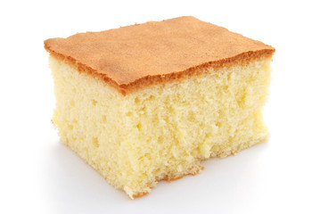 Fototapeta na wymiar homemade sponge cake on white