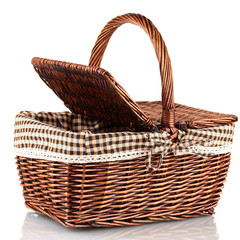 Picnic basket, isolated on white
