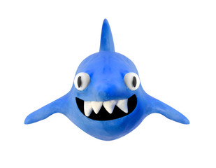 smiling clay shark isolated with clipping path