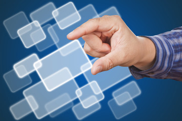 Man hand touching button.