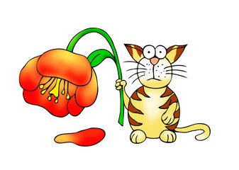 Kater mit Blume