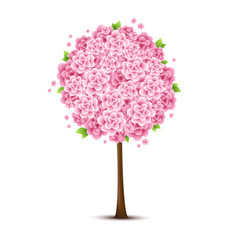 Vector tree with pink flowers