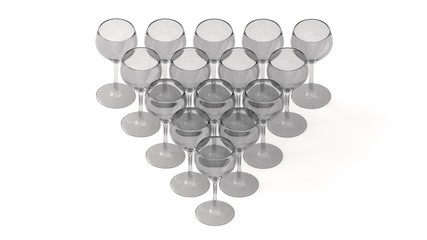 Triangle of glasses - top view