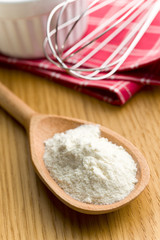 flour in a wooden spoon