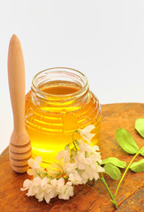 Honey in glass jar