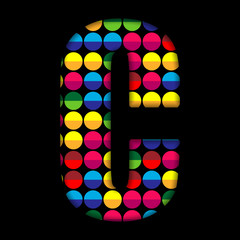 Alphabet Dots Color on Black Background C