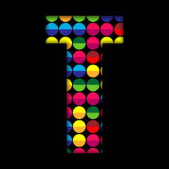 Alphabet Dots Color on Black Background T