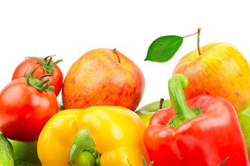 Composition of fruits and vegetables isolated on white