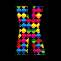 Alphabet Dots Color on Black Background X