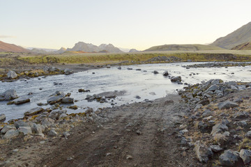 Part of 4x4 wheel car road in Iceland.