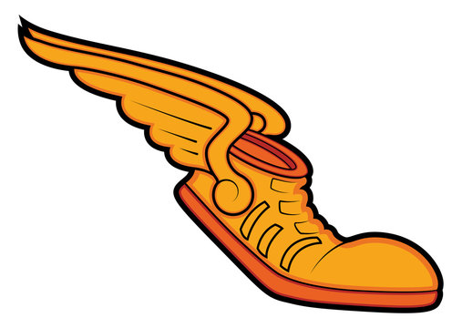 Tatto Mascot Retro Design Flying Shoe