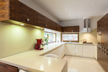 Kitchen with wooden furniture