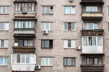Old residential building with balconies