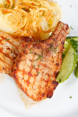 salmon steak with potatoes
