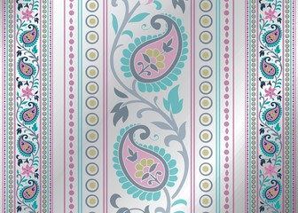 colorful paisley floral pattern , wedding template , Rajasthan, India