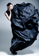 fine art fashion photo of beautiful woman model in elegant dress - 45913419