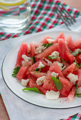 Watermelon salad with feta cheese