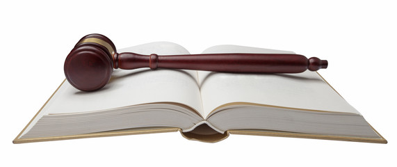 Wooden gavel and book