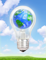 Planet Earth in a light bulb