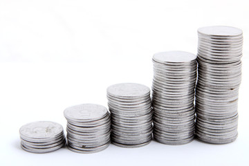 stack of coins isolated