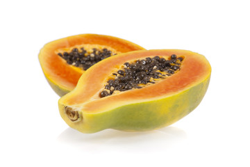 Sliced papaya isolated on a white background