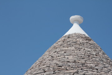 Roof of a trullo, a traditional apulian dry stone hut.
