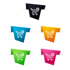 Symbole vectoriel papier origami E-shop / suppr panier