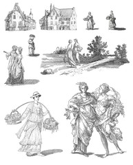 Country women set illustration