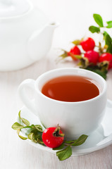 Fresh rose hip and drink a cup of rose hips