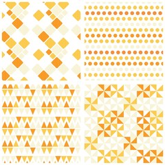 retro kwadraty kropki trójkąty zestaw żółty