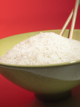 Arroz en cuenco vista de cerca