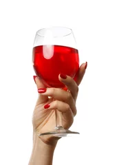 Crédence de cuisine en verre imprimé Vin Femme tenant un verre de vin