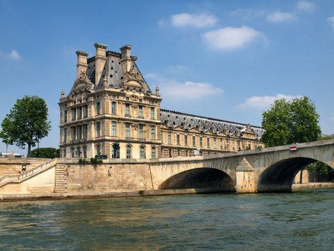 The Louvre Museum. View from the Seine River.