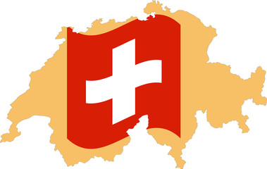 Karte und Fahne Schweiz - Map and Flag of Switzerland