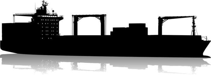 Vector silhouette of the sea tanker ship