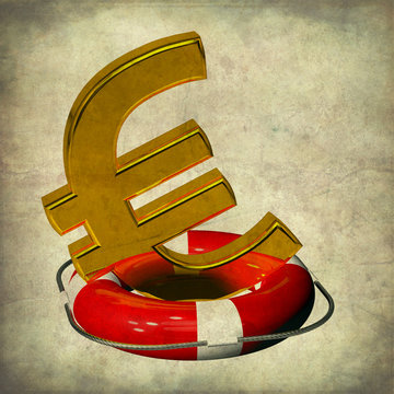 Hilfe &euro;  Rettungring Euro GOLD pakt fiskalny ROT VINTAGE