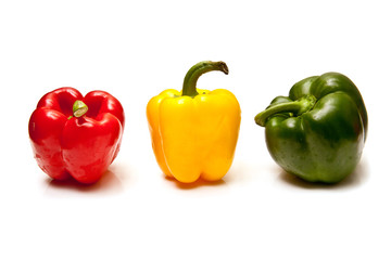Bell peppers isolated on a white studio background.