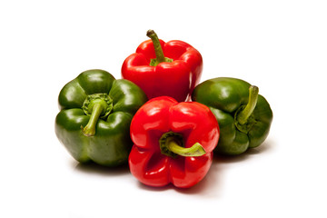 Bell peppers isolated on a white studio background.