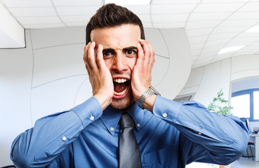 Screaming businessman