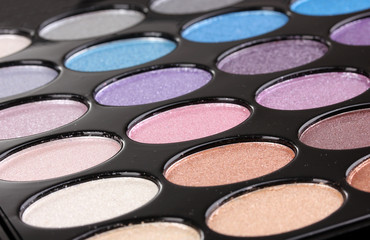 Bright eye shadows close-up