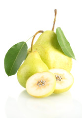 Juicy flavorful pears isolated on white